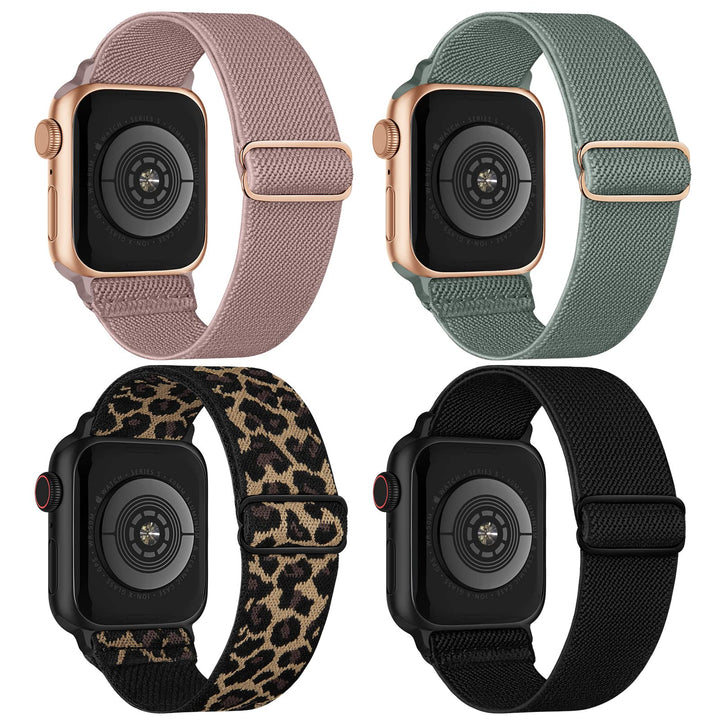 4 Pack Stretchy Solo Loop Compatible with Apple Watch Bands Women Men | 38mm 40mm 41mm 42mm 44mm 45mm 46mm 49mm Sport Nylon Elastic Straps, Wristbands for iWatch Series 11 10 9 8 7 6 5 4 Ultra/SE 3