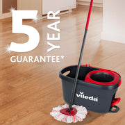 Vileda Turbo Deep Clean Spin Mop and Bucket Set with Foot Pedal Wringer | Telescopic Handle 65–131cm, Microfibre Mop Head with Scrub Pad, Machine Washable, Cleans Hard Sealed Floors, 5 Year Guarantee