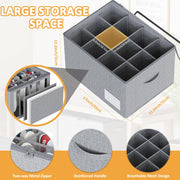 WANGIRL Fabric Shoe Storage Box, Fits 12 Pairs, Foldable Shoe Organiser for Wardrobe with Clear Lids, Bottom Support and Reinforced Handles, 1 Pack Grey