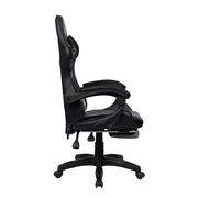 Neo Executive PU Leather Massage Sport Racing Gaming Home Office Computer Chair Lumbar Back Support Footrest (Black)