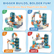 Train Sets, DIY Modular Cube Track Set, Auto Elevator & Track Switch | chain track, 3D Multi-Level Track System, STEM Educational & Problem-Solving, For kids 3 and up