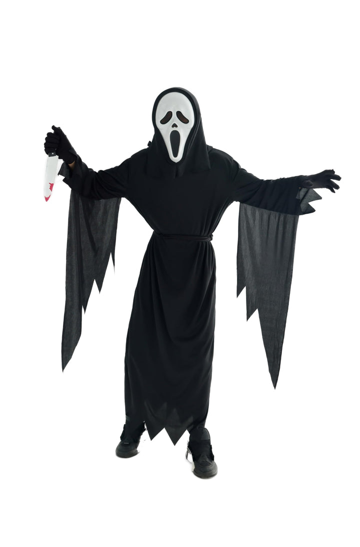Udekit Scary GhostFace Halloween Scream Cosplay Costume with Knife and Mask for Kids and Adult