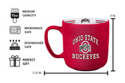 Logo Brands NCAA Ohio State Buckeyes 15oz Stripe Mug - Team Logo, Inside Print, Standard Handle, Microwave & Dishwasher Safe