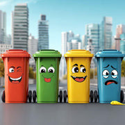 4 Sheets Cartoon Face Stickers Set, Self-Adhesive Removable Wall & Home Decoration Stickers for Trash Can, Toilet, Fridge
