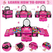 99 Pcs Kids Makeup Kit for Girls, Princess Toys Real Washable Cosmetics Set | Mirror, Hair Ties, Nails, Rings, Earrings, Necklace, Perfect for 3 4 5 6 7 8 Year Old Girls Birthday