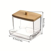 1pc Clear Cotton Swabs Storage Holder DispenserCotton Pads Holder With Lids, Bathroom StorageContainer Organizer Art Supplies Storage Boxes &Organizers