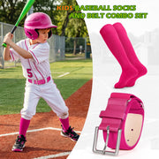 XZQTIVE Baseball Softball Socks and Baseball Softball Belt Combo Set Knee-High Soccer Socks for Kids Youth Adult