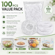 100PCS Reusable Elastic Silicone Food Wrap Storage Covers - Airtight Fresh-Keeping Seal for Bowl, Plate, Fruit, and Kitchen Use - Easy to Clean