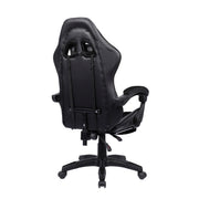 Neo Executive PU Leather Massage Sport Racing Gaming Home Office Computer Chair Lumbar Back Support Footrest (Black)