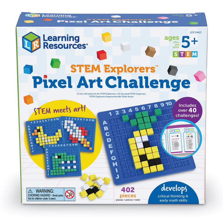 Learning Resources Pixel Art Challenge The Original STEM Pixel Art | Science Kits & STEM Activities for Kids, Pattern Blocks, Fine Motor Skills, Math Manipulatives, Sorting and Counting