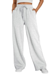 Trendy Queen Womens Wide Leg Fleece Lined Sweatpants | Winter Lounge Travel Pants Fall Fashion Outfits 2026 Clothes With Pockets