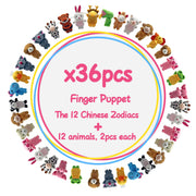 XIPEGPA 36 PCS Finger Puppets Set Mini Stuffed Animals Finger Puppet for Storytelling Playing Teaching Shows Playtime Schools Birthday Party Gift Favor Supplies