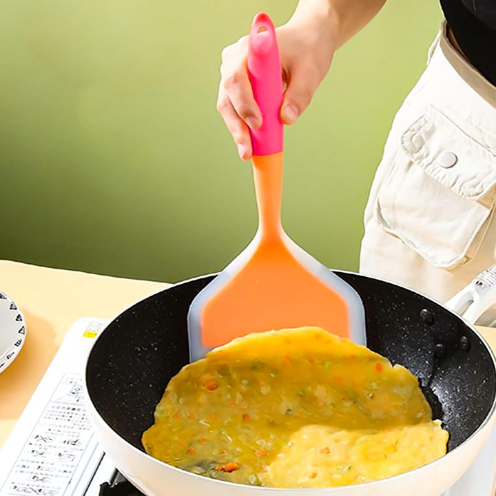 10 Inch Silicone Spatula for Cooking Cooking Flipping Spatula One-Piece for Scraping, Mixing Kitchen Utensils (Orange)