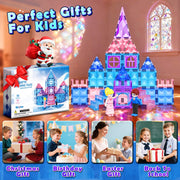 Diamond Magnetic Building Blocks for Kids - Princess Castle Magnetic Tiles Toys for 3-8 Year Old Girls & Boys - 3 4 5 6 Year Old Girl Birthday Xmas Gifts - STEM Educational Toys for Creative Play