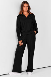 PRETTYGARDEN Women's 2 Piece Matching Lounge Set Sweatsuits | Zip Up Sweatshirt, Long Sleeve Pullover Tops, Elastic Waist Drawstring, Wide Leg Pants Pocket, Fall Tracksuit, Spring Outfits