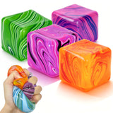 4 Pack Fidget Toys, Squishy Cube, Cube Squishy for Anxiety & Stress Relief for Adults, Slow Rise Sensory Stress Balls, Classroom Prizes