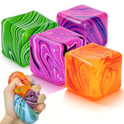 4 Pack Fidget Toys, Squishy Cube, Cube Squishy for Anxiety & Stress Relief for Adults, Slow Rise Sensory Stress Balls, Classroom Prizes