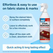 HG Stain Remover, Extra Strong Spray with Active Oxygen, 500ml | Extra-strong stain remover for carpets & upholstery furniture; tackles tough stains like wine & coffee on compatible fabrics