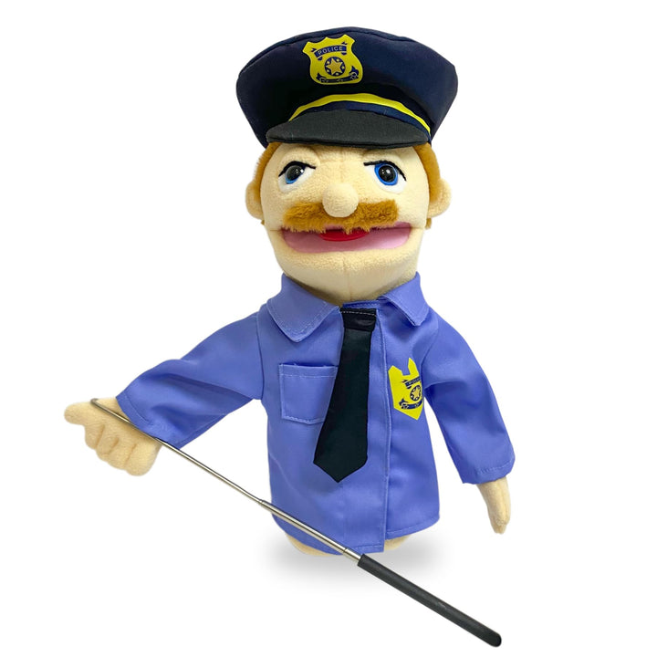okegztoa 16"Puppets Entriloquist Puppet,Hand Puppets for Kids Plush Policeman Puppets for Adults with Removable Mouth Puppe t for Kids Ages 4-8，Hand Puppet for Adults with Scalable Pupp et Control Rod