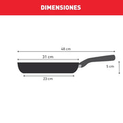 Tefal Titanium Essential Non-Stick Frying Pan 30 cm, Everyday Use | Aluminium, Metal Spatula Safe, non-induction, Long-Lasting Coating, Easy Cleaning, B9410744