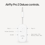 Twelve South AirFly Pro 2 Deluxe, Wireless Bluetooth Adapter, White | Pair 2 AirPods or Wireless Headphones – 3.5mm AUX Bluetooth Transmitter/Receiver for Cars, Boats, Treadmills, TVs , Airplane