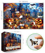 500 Piece Halloween Puzzles for Adults, Spooky Haunted House Jigsaw Puzzle with Jack-o-Lanterns, Bats and Skulls, Fall Puzzle for Halloween Birthday Party Games Family