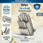 Ninja StaySharp 13-Piece Knife Block Set, Stone Gold NK32013EUUKSD1 | Rust-Resistant German Stainless Steel, Includes Kitchen and Herb Scissors and Removable Knife Sharpener.