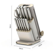 Ninja StaySharp 13-Piece Knife Block Set, Stone Gold NK32013EUUKSD1 | Rust-Resistant German Stainless Steel, Includes Kitchen and Herb Scissors and Removable Knife Sharpener.