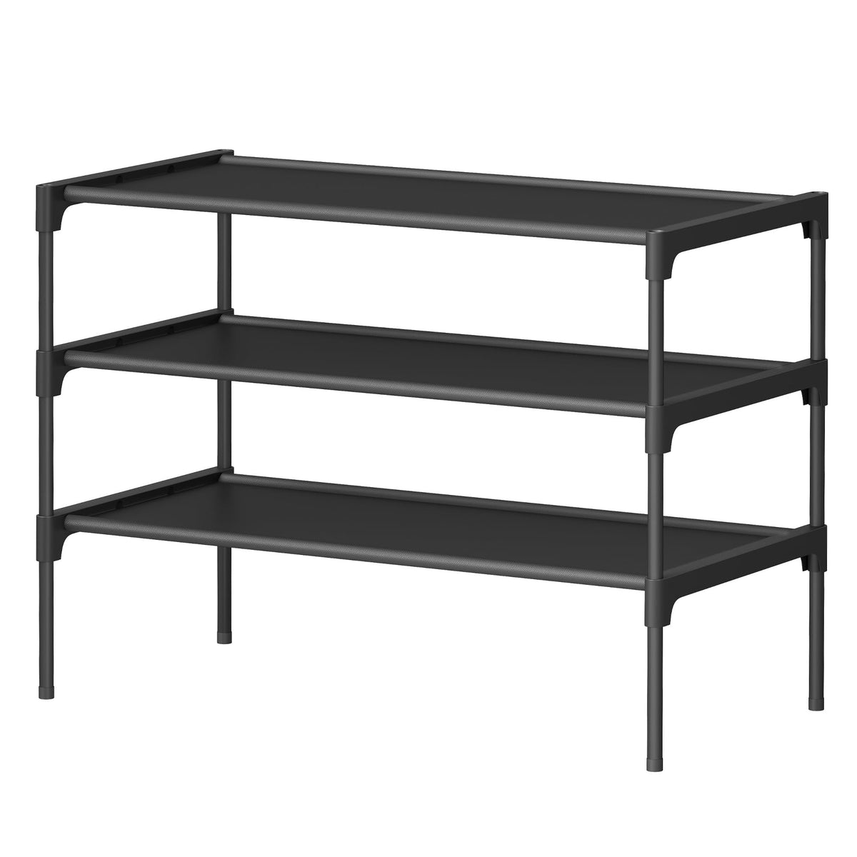 SONGMICS 3-Tier Shoe Rack, Shoe Storage Organiser, Metal Frame | Space-Saving, Non-Woven Fabric Shelves, Hallway, 62.3 x 29.7 x 53.5 cm, Ink Black, RYLAN Collection LSH023BH01