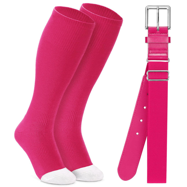 XZQTIVE Baseball Softball Socks and Baseball Softball Belt Combo Set Knee-High Soccer Socks for Kids Youth Adult