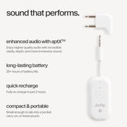 Twelve South AirFly Pro 2 Deluxe, Wireless Bluetooth Adapter, White | Pair 2 AirPods or Wireless Headphones – 3.5mm AUX Bluetooth Transmitter/Receiver for Cars, Boats, Treadmills, TVs , Airplane