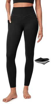 IUGA Compression Leggings with Pockets for Women Tummy Control Yoga Pants | High Waist, Deep Side Pockets, No Front Seam, Squat-Proof, Buttery Soft, Workout, Running, Gym, Athletic, Casual