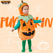 Spooktacular Creations Halloween Baby Pumpkin Costume with Green leaves for Toddler Kids Halloween Dress Up Pumpkin Party