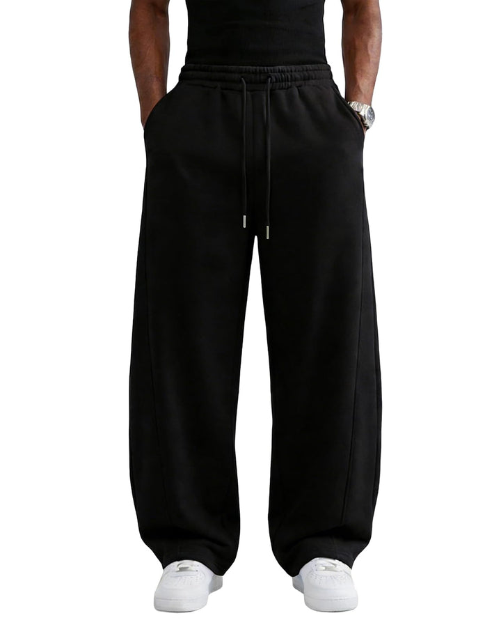 Wangdo Men's Baggy Sweatpants Wide Leg Lounge Cotton Casual Jogging Pants | High waist drawstring,2 Deep pockets,Open bottom,Workout athletic outfits,Loose joggers pants,fashion streetwear,Soft fabric