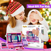 Upgraded Kids Cash Register Toy for Boys Girls, Pretend Play Gift | Pretend Play Cashier Register with Shop Accessories, Calculator Cash Register with Scanner/Credit Card (Purple)
