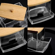 1pc Clear Cotton Swabs Storage Holder DispenserCotton Pads Holder With Lids, Bathroom StorageContainer Organizer Art Supplies Storage Boxes &Organizers
