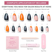Glamnetic Halloween Press On Nails, Short Almond Glazed, October Nights | Halloween Black & Orange press on nails: October Nights. Full nail kit. Glue on nails with moon nail art. Fake nails.