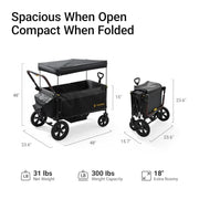 BabyVista Stroller Wagon for Kids, One-Hand Adjustable Push/Pull Handle | Spacious Storage, 8"/11" All-Terrain Wheels, Canopy with Bug Net, Wagon Stroller for Daily Walks, Short Trips & Grocery Runs