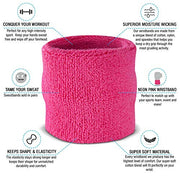 Suddora Wrist Sweatbands, Absorbent and Breathable Thick Cotton Bands for Working Out, Gymnastics, Basketball, Tennis, and Football, Multiuse Wristbands for Costumes and Cosplay