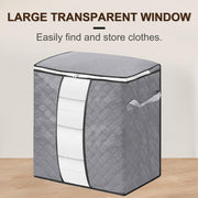 3-Pack Heavy-Duty Storage Bags with Zipper | Waterproof Moving & Travel Storage Organizers | Foldable Reinforced Handles for Clothes, Bedding,Blankets | Space-Saving,Vertical Style,Grey