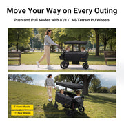 BabyVista Stroller Wagon for Kids, One-Hand Adjustable Push/Pull Handle | Spacious Storage, 8"/11" All-Terrain Wheels, Canopy with Bug Net, Wagon Stroller for Daily Walks, Short Trips & Grocery Runs