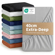 Aisbo King Size Fitted Sheet Deep 40cm Pocket, Grey 150x200cm OEKO-TEX® | Soft Breathable Brushed Microfiber Fitted Sheet. All-Round Elastic Deep Pockets. Machine Washable,Fade Resistant,Easy Care