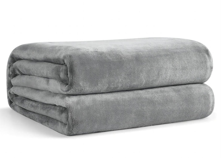 EHEYCIGA Double Fleece Throw Blanket for Sofa 150x200cm, Grey | Soft Fluffy Blanket for Bed, Warm Large Throws for Adults, Fit All Season