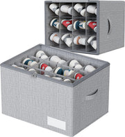 WANGIRL Fabric Shoe Storage Box, Fits 12 Pairs, Foldable Shoe Organiser for Wardrobe with Clear Lids, Bottom Support and Reinforced Handles, 1 Pack Grey
