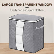 3-Pack Heavy-Duty Storage Bags with Zipper | Waterproof Moving & Travel Storage Organizers | Foldable Reinforced Handles for Clothes, Bedding,Blankets | Space-Saving,Vertical Style,Grey