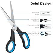 3 Pack 8" Stainless Steel Scissors with Ultra Sharp Blades and Comfort Grip Handles Scissors All Purpose For Office Home School Sewing Crafts