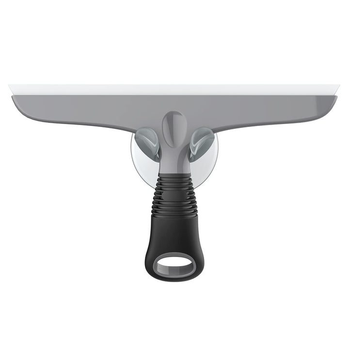MR.SIGA Silicone Squeegee for Shower Doors, 25 cm/10 inch, grey & Black | Shower squeegee for glass doors, streak free squeegee for windows, showers and glass surfaces, includes suction hook