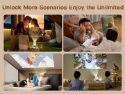[2026 Upgraded] Mini Projector 4K Supported, Built-in App, Android TV OS X1 | Projector with WiFi 6 and Bluetooth 5.4, Phone Remote Control, Short Throw, Auto Keystone and 180° Rotatable for Home Outdoor