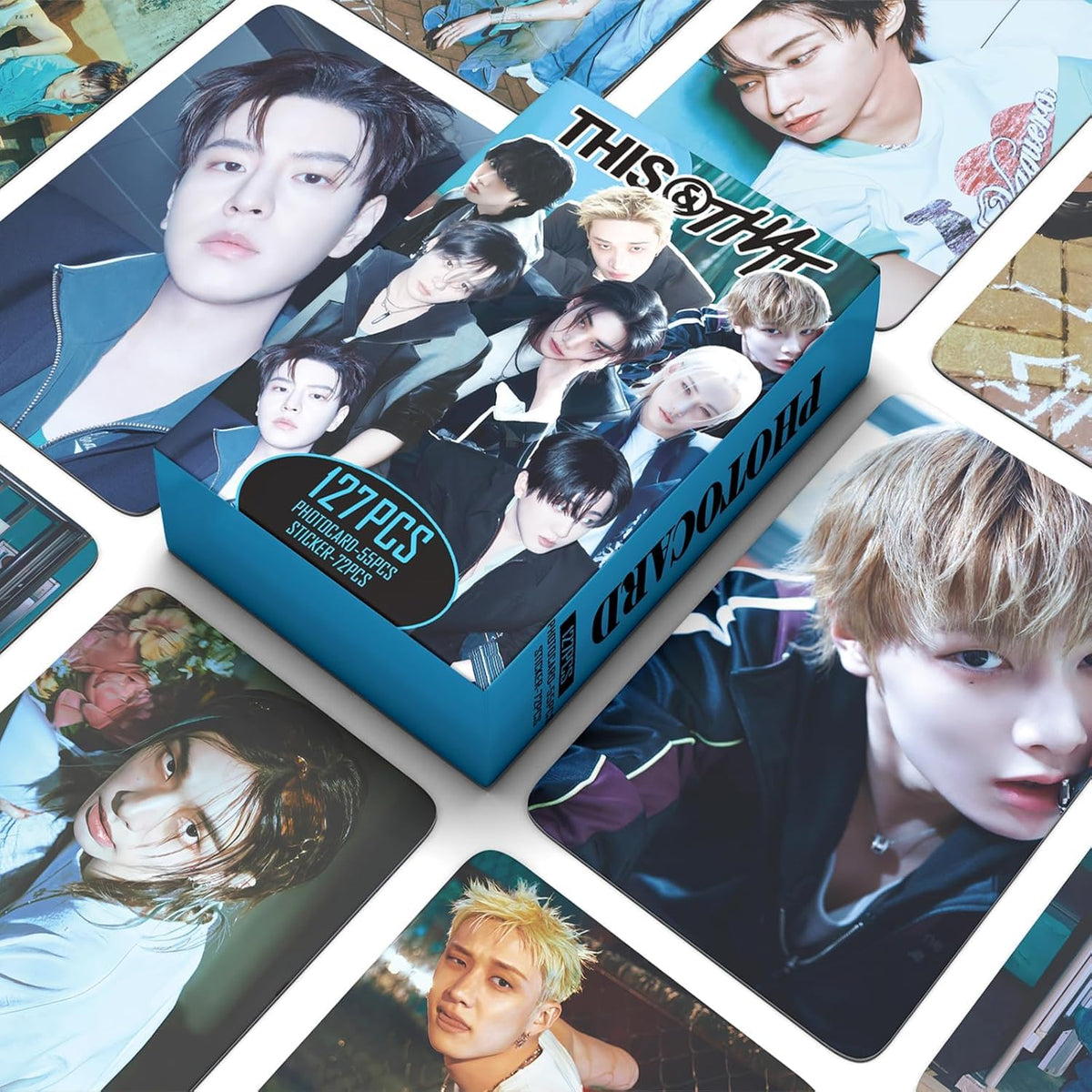 127PCS BLUE THIS&THAT Photocard 55PCS Photocard with 72PCS Stickers RUN IT Lomo Merch fo Boys and Girls