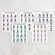 5-Pack Tai Chi Exercise Poster Set – Balance & Mobility Workout Chart, Seated Chair Tai Chi & Walking Guide, Home Gym Wall Decor Instructional Prints (8x10 Inch)